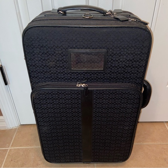 RARE Vintage Coach Canvas Leather Signature Rolling Carry On Suitcase F05421 - Picture 1 of 16